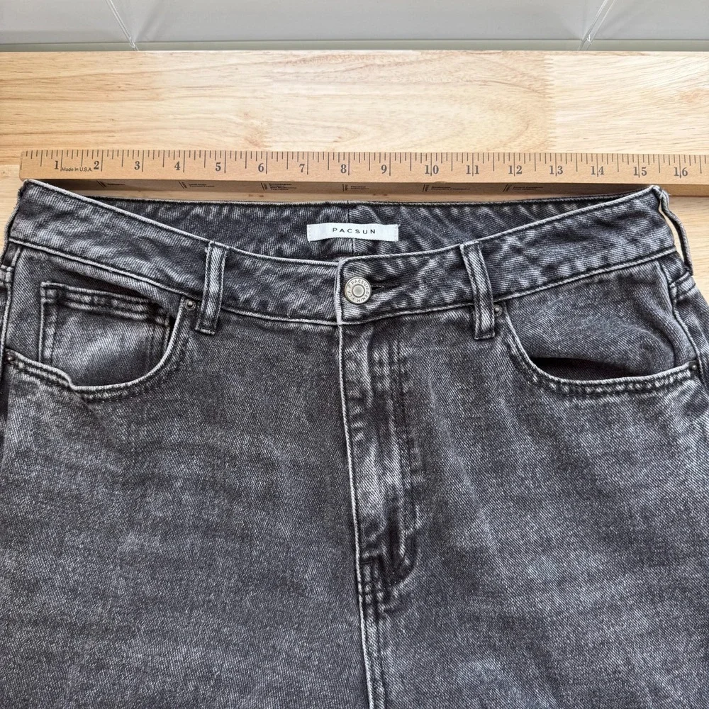 Pacsun Mom Jeans Women's Black Wash Gray‎ Denim Pockets High Rise Slim Fit - 30